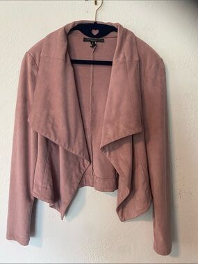 Romeo & Juliet Couture Dusty Rose Draped Open-Front Faux Suede Jacket